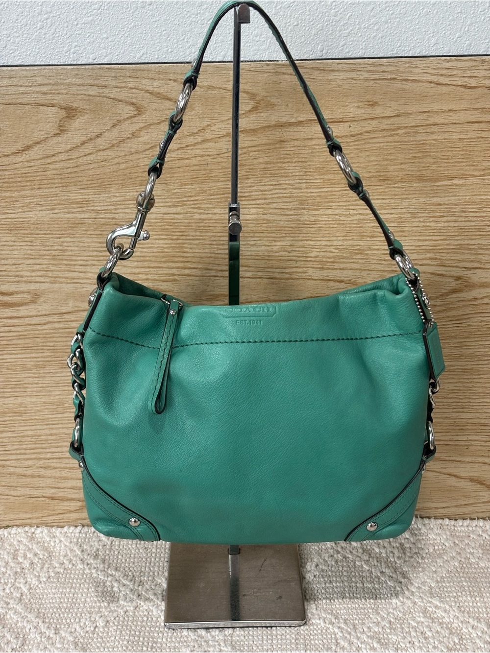 Coach Vintage MEDIUM Carly Green Leather Shoulder Bag